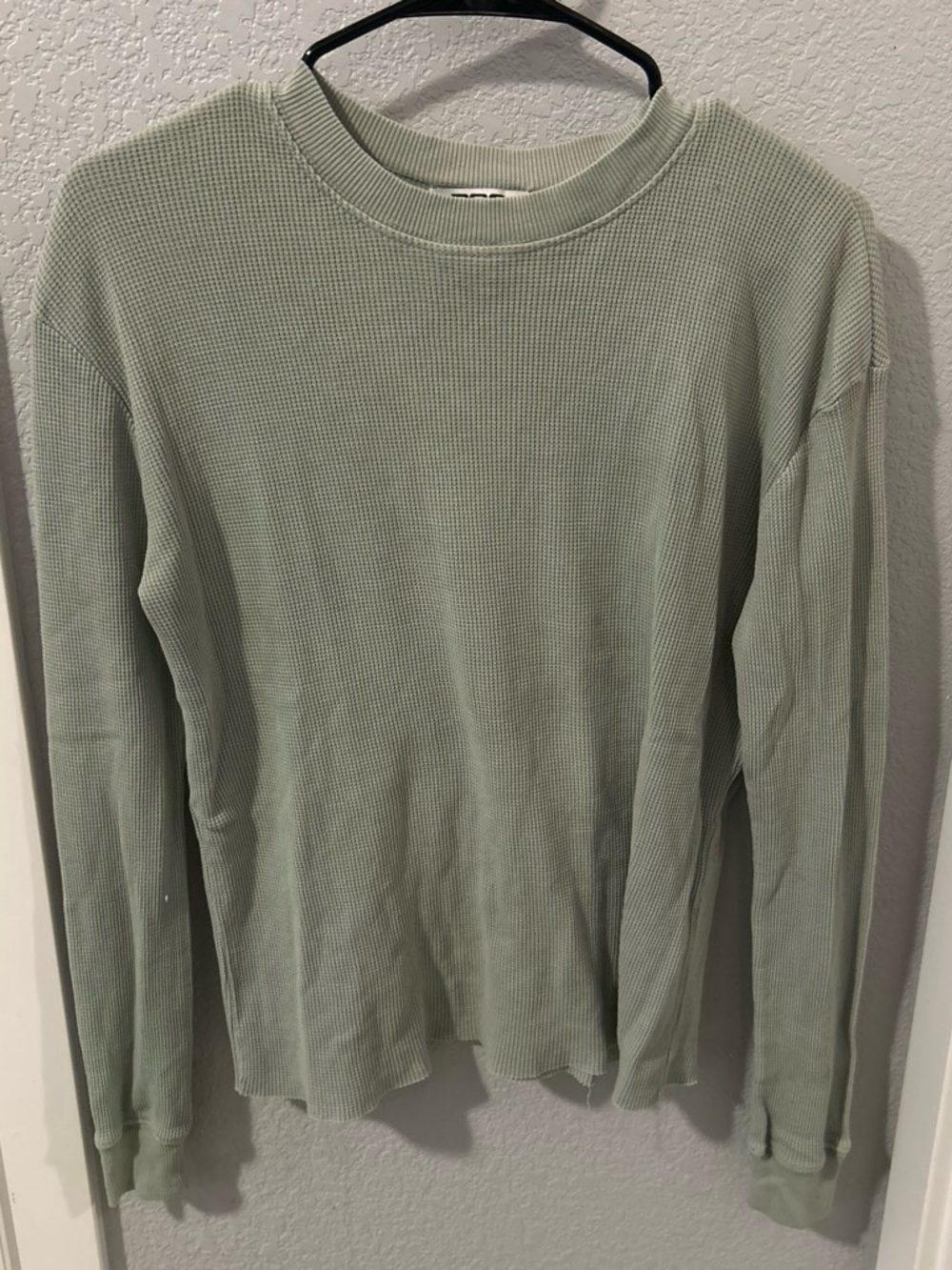 RSQ Sage Green Waffle Knit Crewneck Sweater